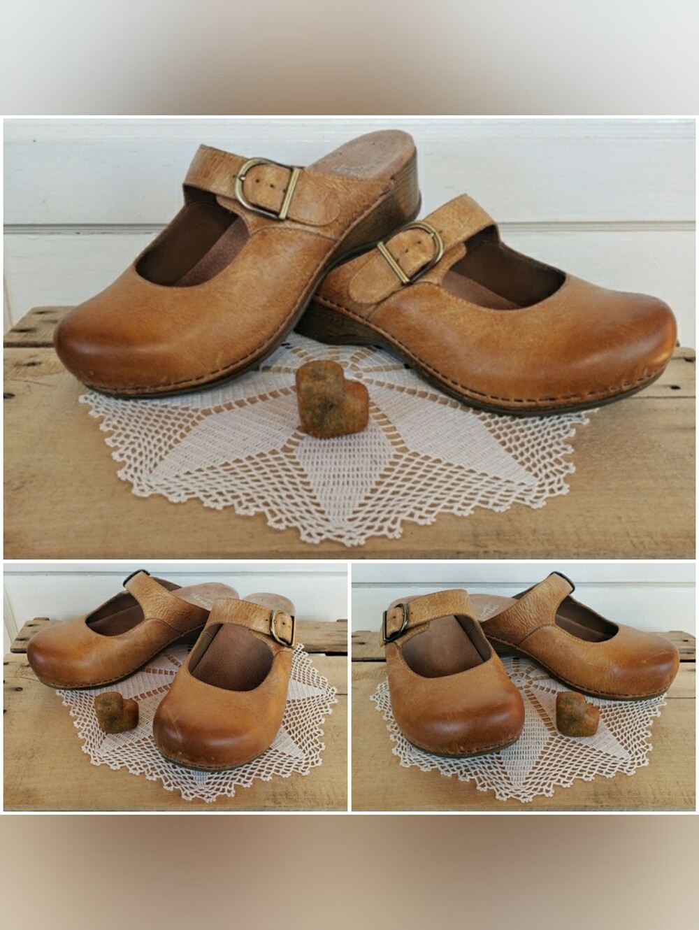 Dansko Honey Clogs Martina MaryJane Burnished Strap Buckle Slides Boho Prairie ♡ - Picture 3 of 12